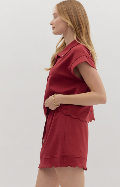 Garnet Scalloped Hem Jersey Material Set