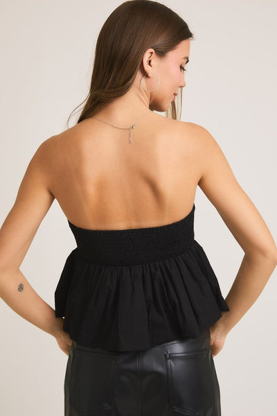 Strapless Bubble Hem Top