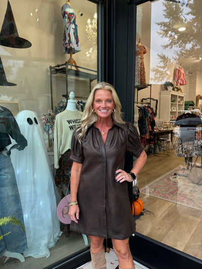 Vivienne Dark Chocolate Suede Mini Dress
