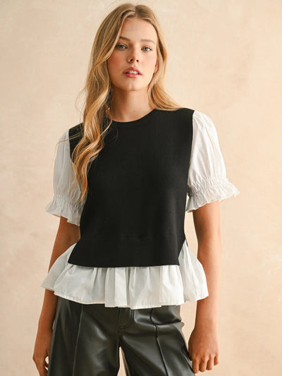Layered Puff Sleeve Top
