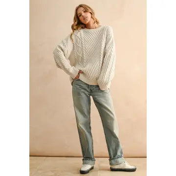 Oatmeal Cable Knit Sweater