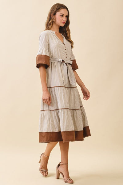 Beige Striped Dress