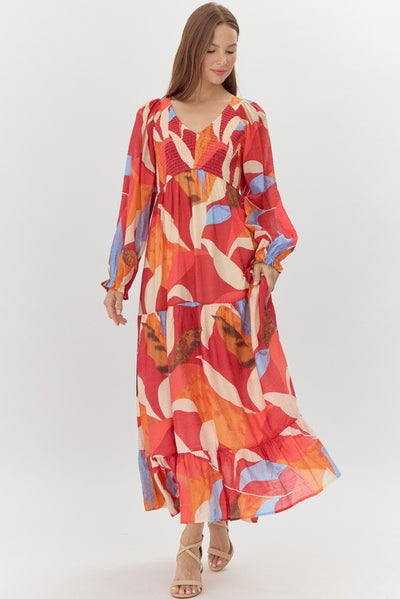 Bold Fall Print Maxi Dress