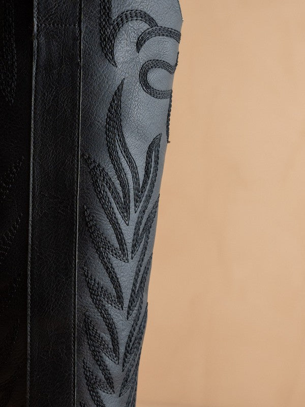 Samara Embroidered Tall Boot- Black