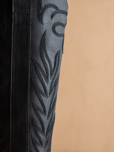 Samara Embroidered Tall Boot- Black
