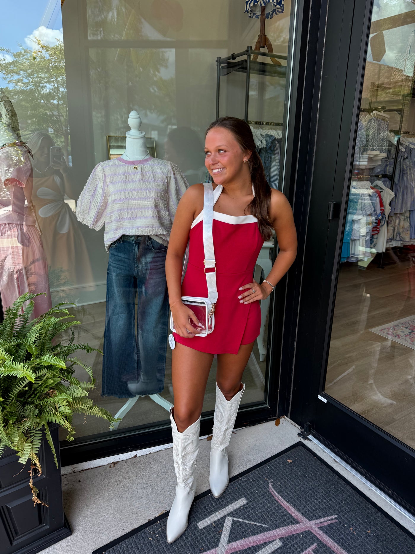 Contrasting Halter Neck Wrap Romper- Crimson