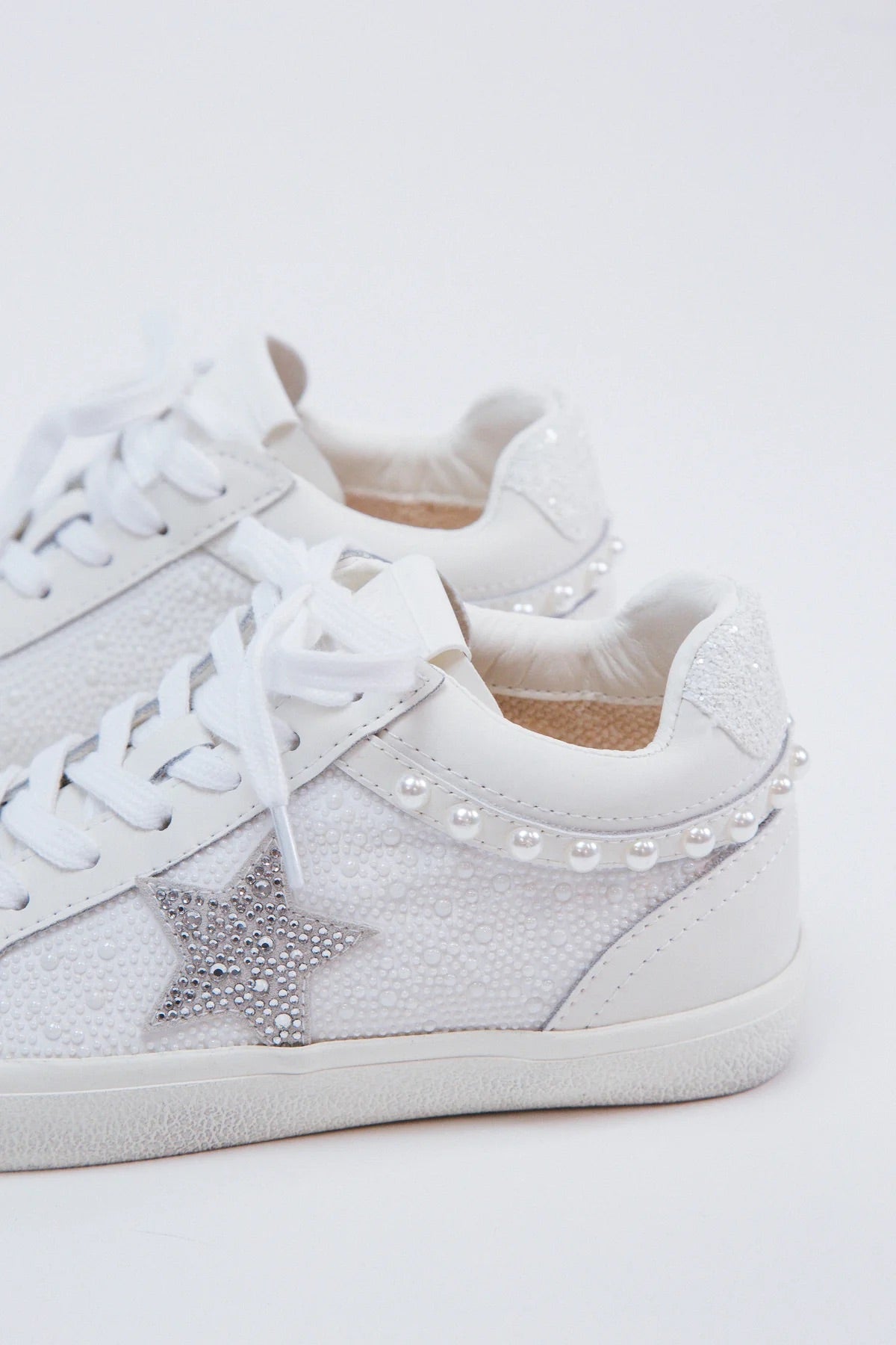 Perscila White Pearl Mid Top Sneakers