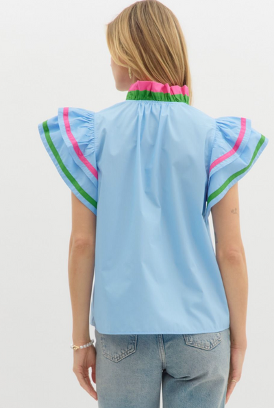 Blue Color Edge Detail Top