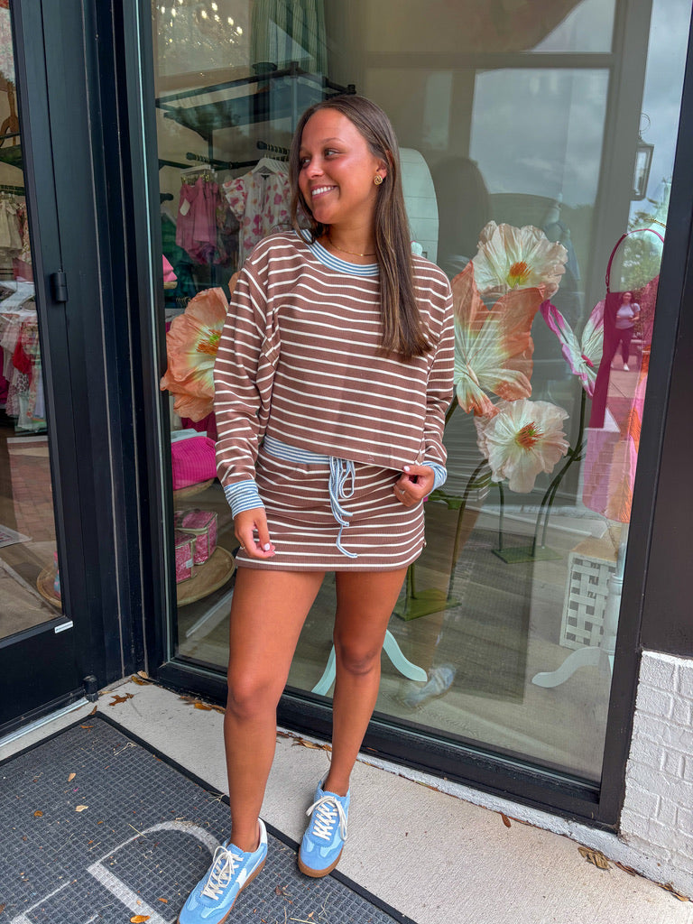 Mocha and Blue Long Sleeve Set