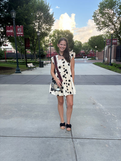 Polka Dot Print Button Down Dress