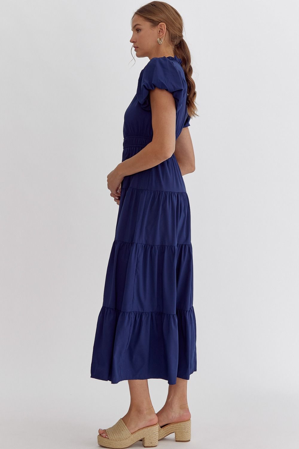 Navy Tiered Maxi Dress