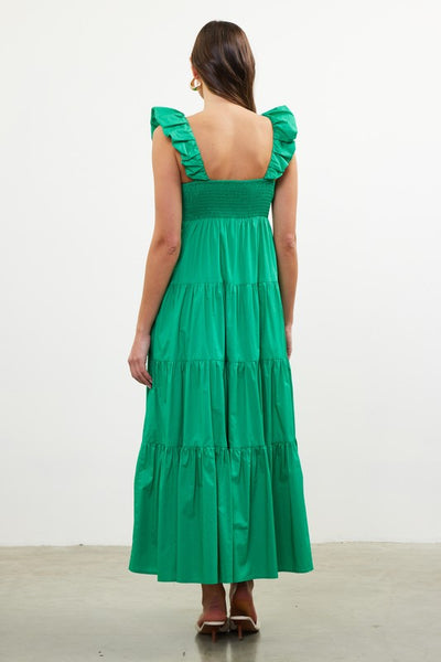 Shirred Bodice Maxi Dress- Kelly Green