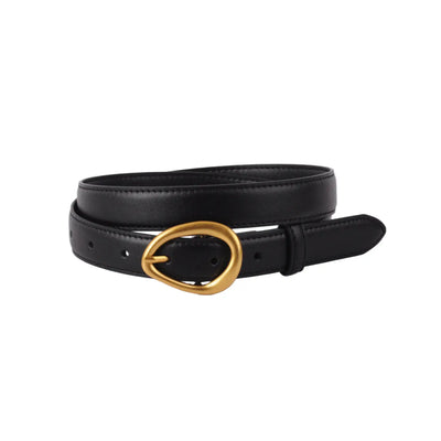 Basic Leather Belt With Asymmetrical Buckle