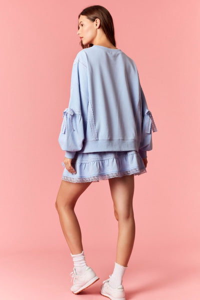 Light Blue Lace Trim Sweatshirt and Skirt Set – The Kindred Boutique