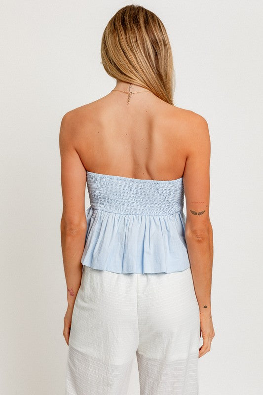 Strapless Bubble Hem Top