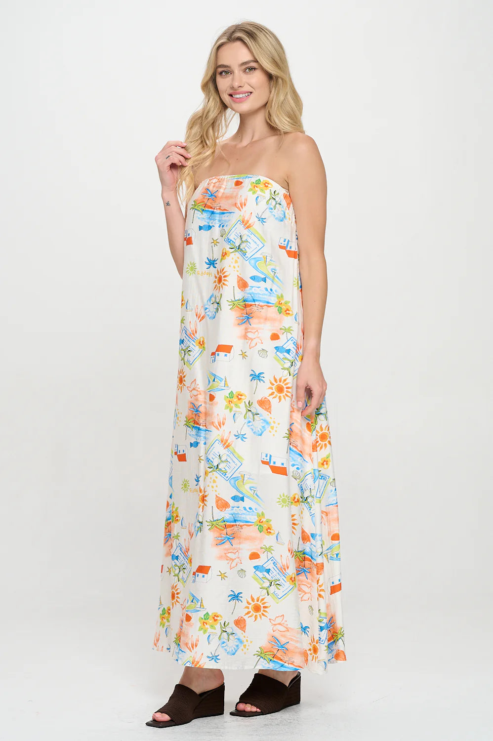 Mediterranean Daydream Tube Maxi Dress