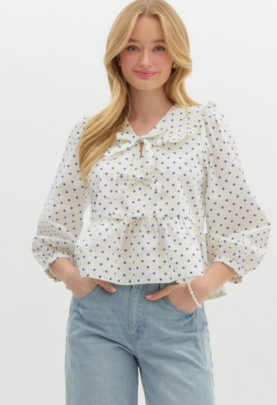 Polka Dot Bow Detail Top