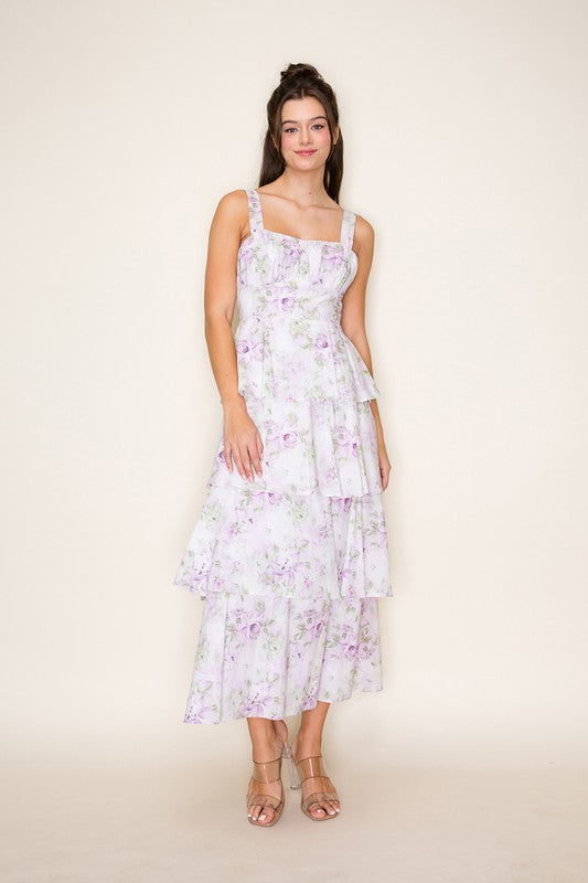 Floral Garden Layered Ruffle Dress