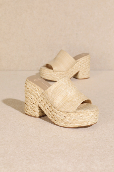 Ashlyn Raffia Sandal- Tan