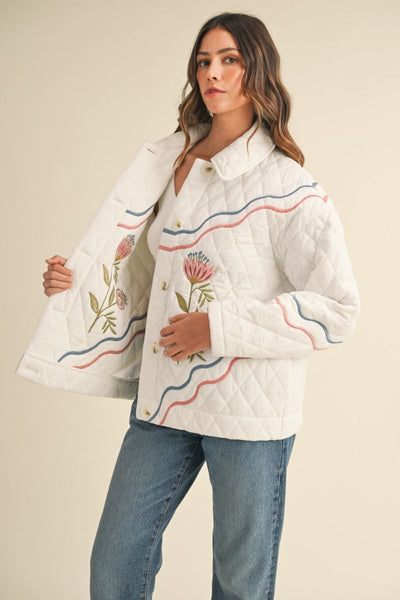 Multi Colored Floral Embroidered Jacket