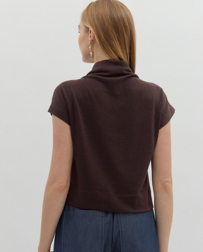 Brown Mock Neck Sweater Top