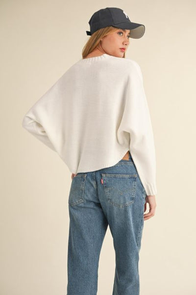 White Cape Hem Sweater