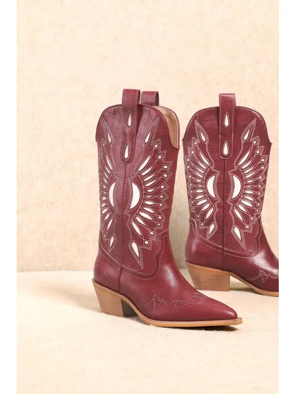 Britney Inlay Garnet Boot
