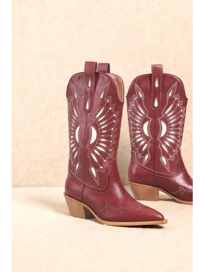 Britney Inlay Garnet Boot