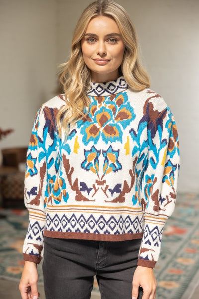 Cream Abstract Sweater