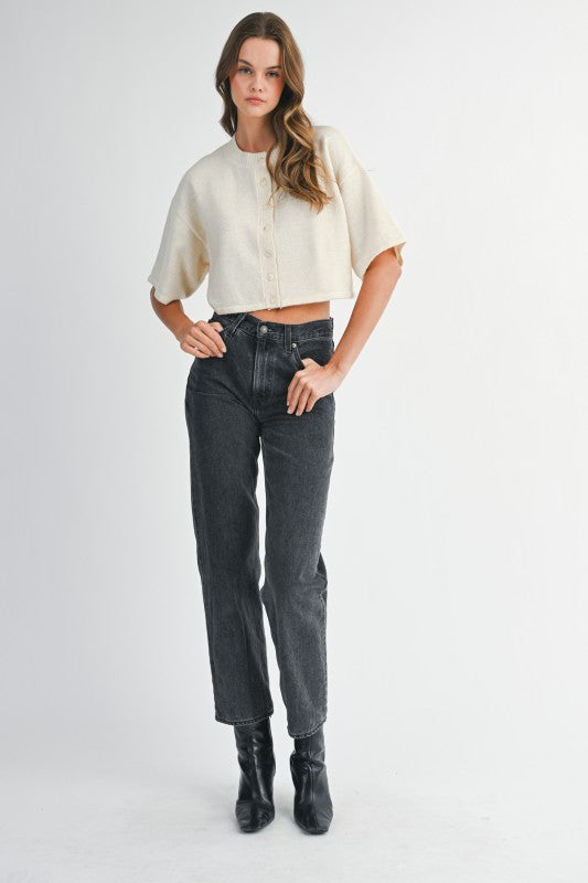 Casual Knit Cardigan Top- Cream