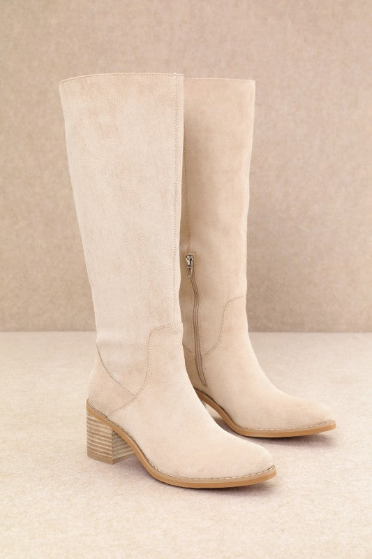 Juno Tall Beige Suede Boot