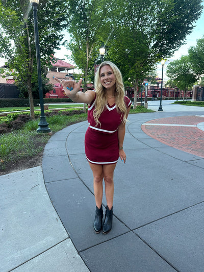 Garnet Contrast Band Skirt Set