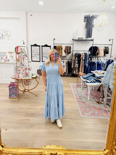 Light Blue Tiered Maxi Dress