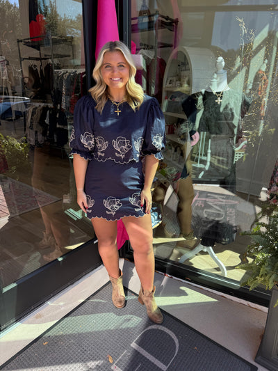 Scalloped Hem Embroidered Skirt Set