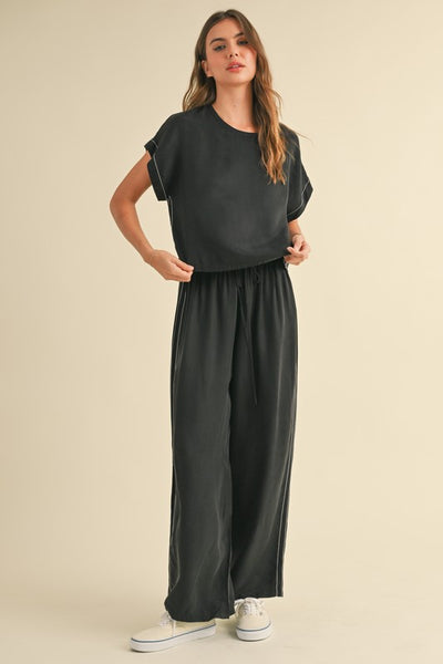 Black Thread Detail Pant Set