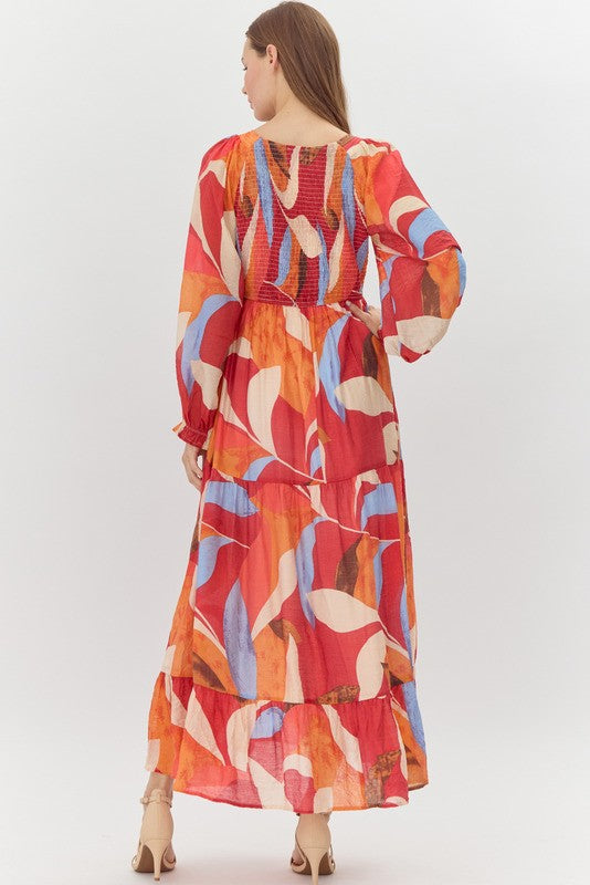 Bold Fall Print Maxi Dress