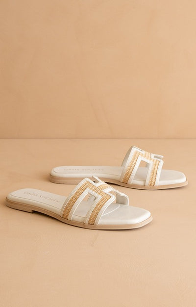 The Ena "H" Cutout Raffia Slide