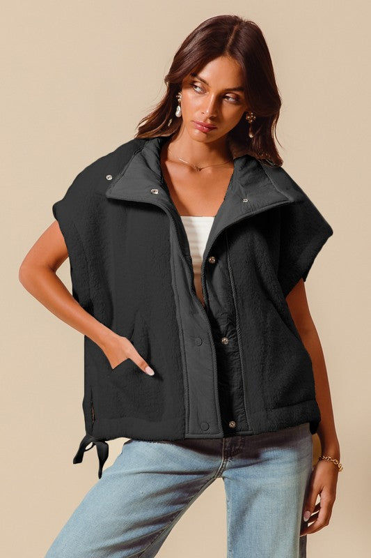 Black Sleeveless Sherpa Vest