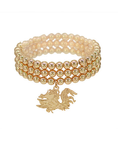 3 Row Gamecock Beaded Bracelet