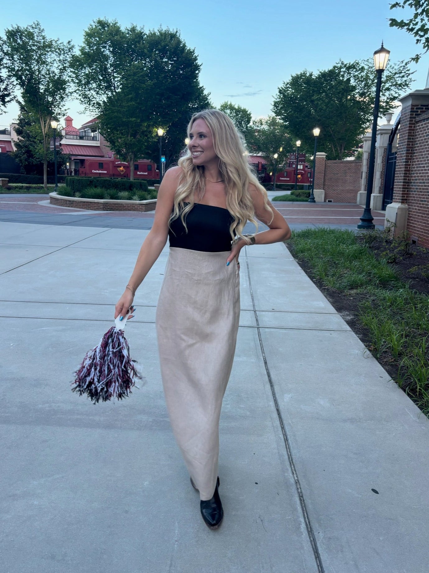 Black/Taupe Strapless Maxi Dress
