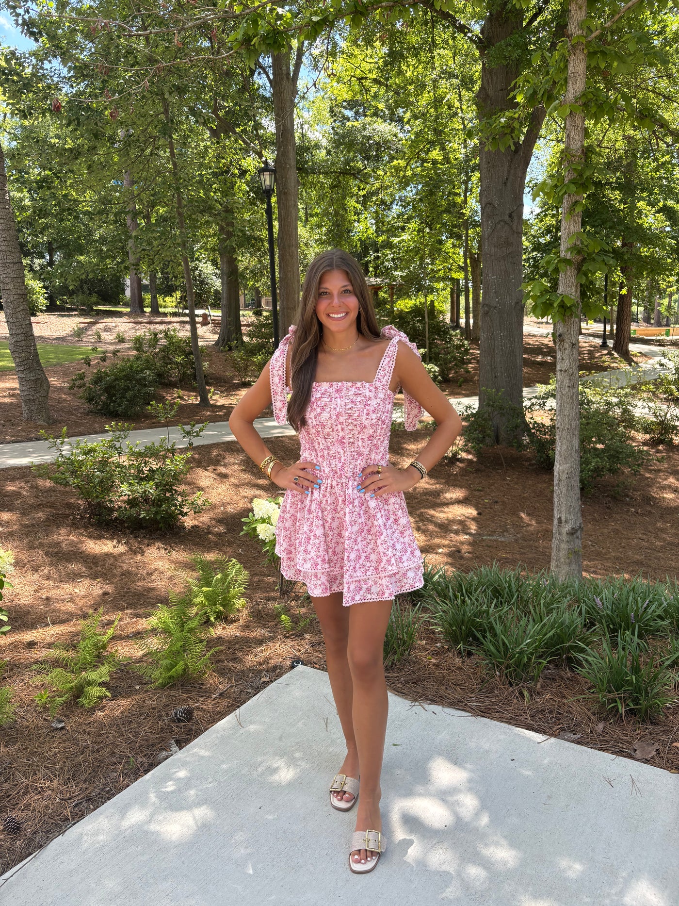 Pink Floral Corset Mini Dress