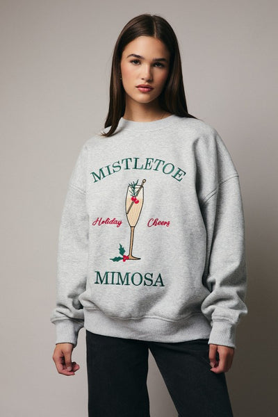 "Mistletoe Mimosa" Grey Sweatshirt