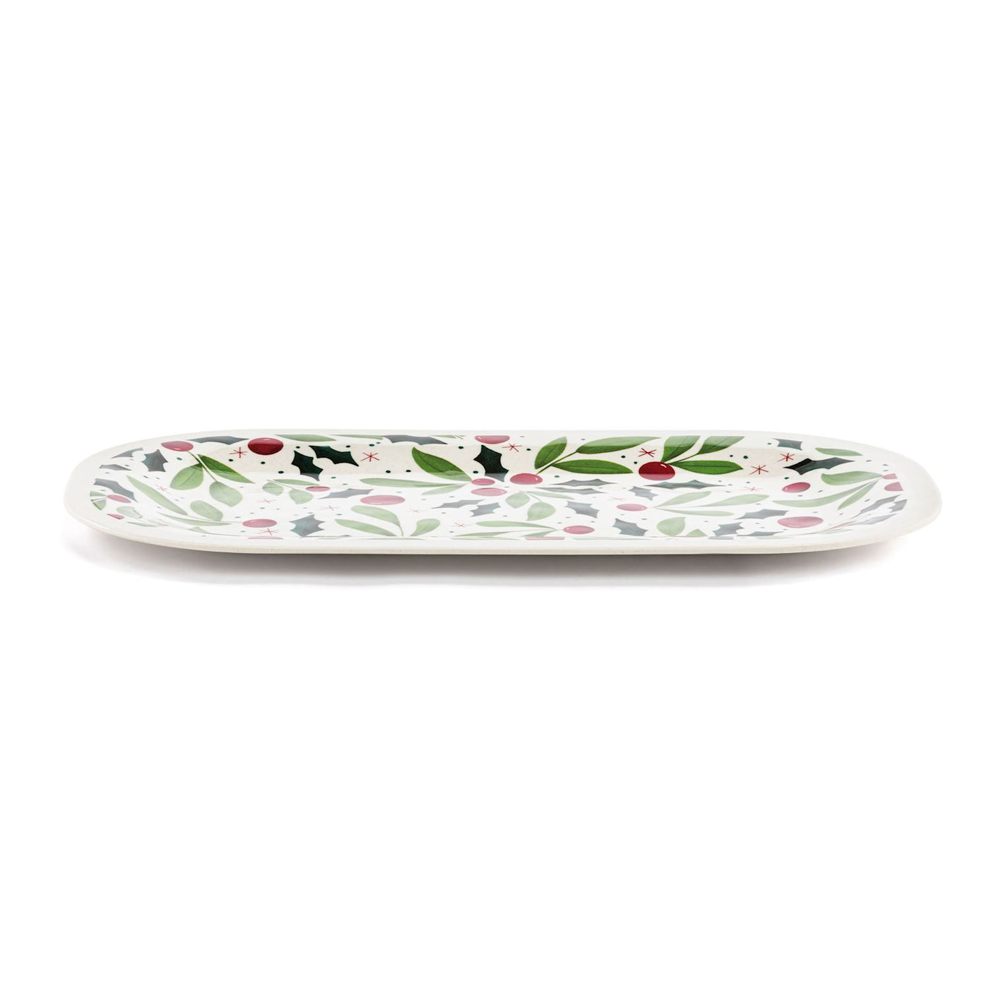 Holly Leaves Bamboo Melamine Rectangular Platter