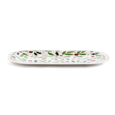 Holly Leaves Bamboo Melamine Rectangular Platter