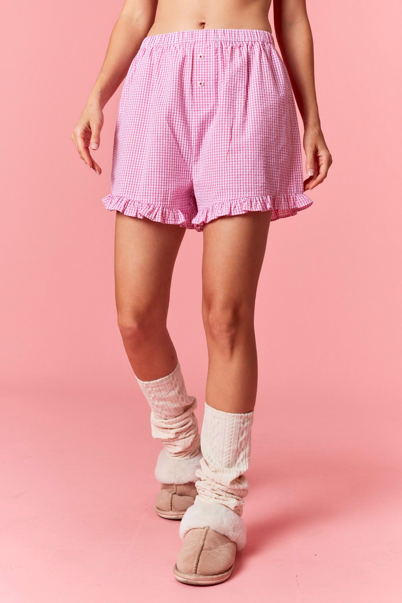 Cheers Embroidered Gingham Shorts
