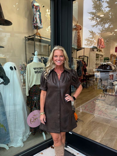 Vivienne Dark Chocolate Suede Mini Dress