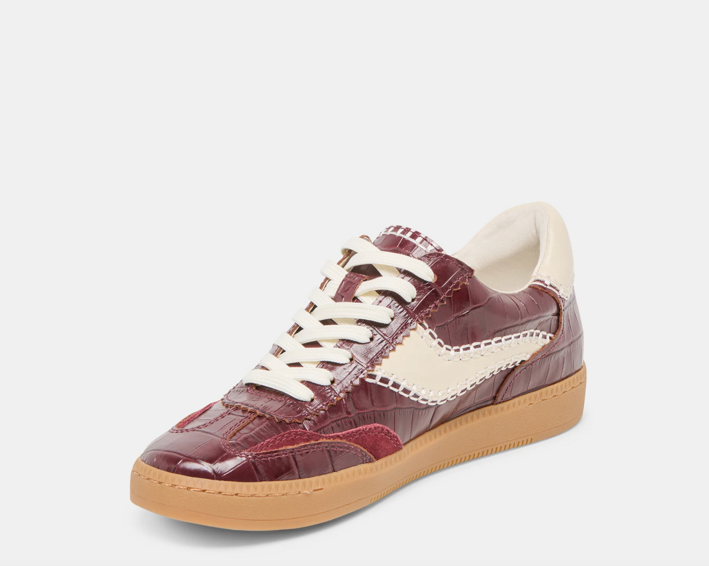 Notice Stitch Oxblood Croco Embossed Leather