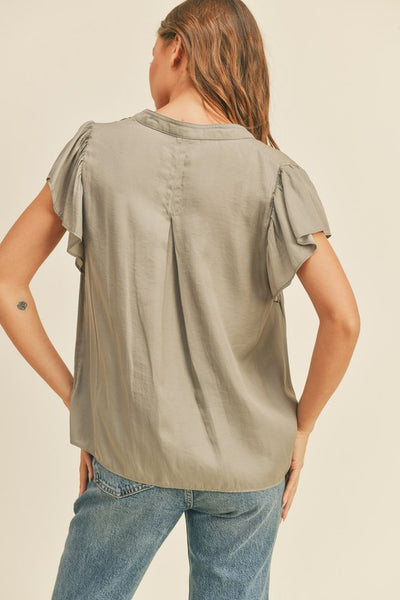Dusty Sage Butterfly Sleeve Blouse