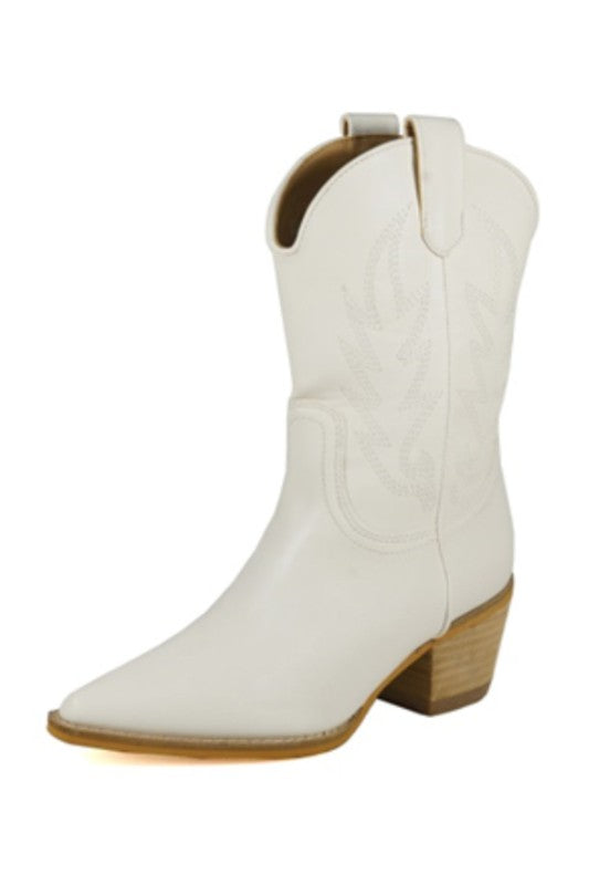 Tomi Low Cowgirl Boot- White