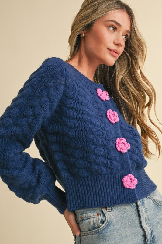 Flower Button Cardigan